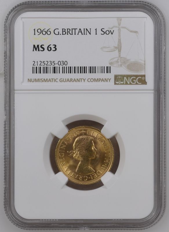 1966 Gold Sovereign NGC MS 63 #2125235-030 (AGW=0.2355 oz.) - Image 3 of 4