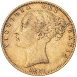 1861 Gold Sovereign Fine, edge knock on reverse (AGW=0.2355 oz.)