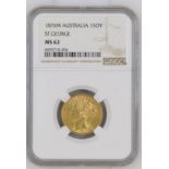 1876 S Gold Sovereign St George NGC MS 62 #6055718-006 (AGW=0.2355 oz.)