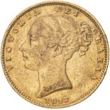 1853 Gold Sovereign WW incuse About fine (AGW=0.2355 oz.)
