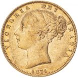 1874 M Gold Sovereign Shield Good very fine (AGW=0.2355 oz.)