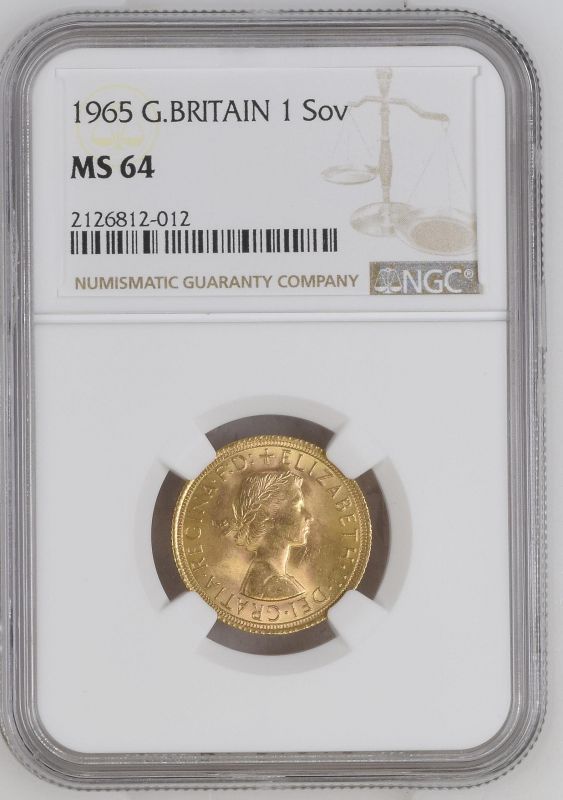 1965 Gold Sovereign NGC MS 64 #2126812-012 (AGW=0.2355 oz.) - Image 3 of 4