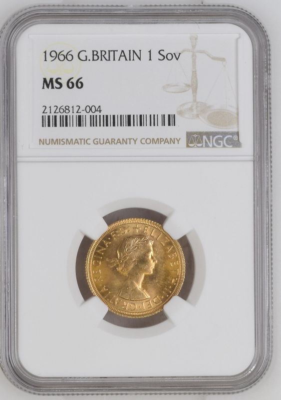 1966 Gold Sovereign Equal-finest NGC MS 66 #2126812-004 (AGW=0.2355 oz.) - Image 3 of 4