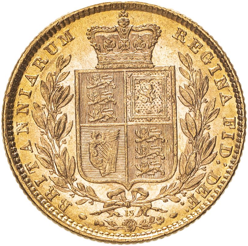 1872 Gold Sovereign Shield - die number Good very fine (AGW=0.2355 oz.) - Image 2 of 2
