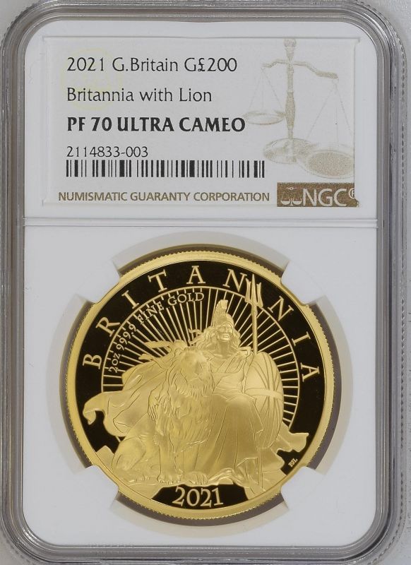 2021 Gold 200 Pounds (2 oz.) Britannia and the Lion Proof NGC PF 70 ULTRA CAMEO #2114833-003 - Image 3 of 4