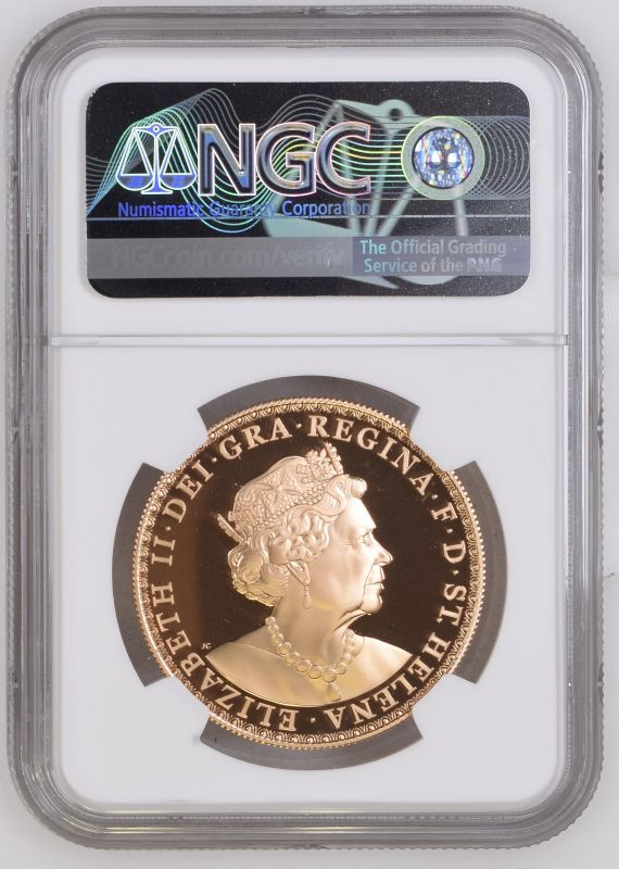 St. Helena 2019 Gold 5 Pounds Una & the Lion Proof NGC PF 69 ULTRA CAMEO #2126798-001 (AGW=1.1773 oz - Image 4 of 4