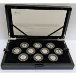 The Queenâ€™s Beasts 2021 UK Quarter-Ounce Silver Reverse Frosted Proof Ten-Coin Set Box & COA (ASW=