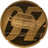 2020 Gold 100 Pounds (1 oz.) James Bond, Pay Attention Proof NGC PF 70 ULTRA CAMEO #6028939-001 Box