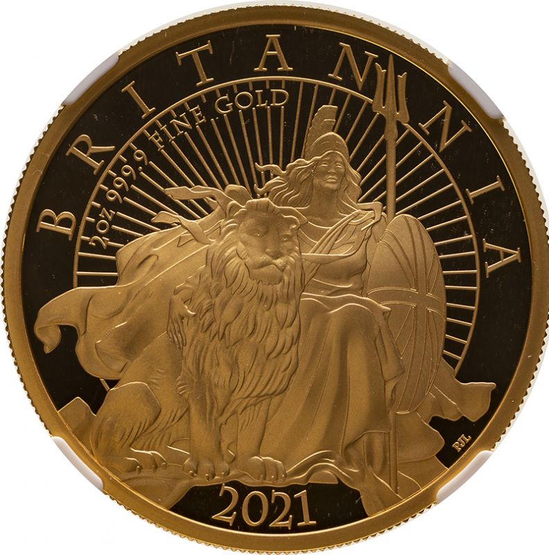 2021 Gold 200 Pounds (2 oz.) Britannia and the Lion Proof NGC PF 70 ULTRA CAMEO #2114833-003