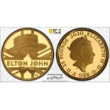 2020 Gold 25 Pounds (1/4 oz.) Music Legends - Elton John Proof PCGS PR70 DCAM #41468926 Box & COA