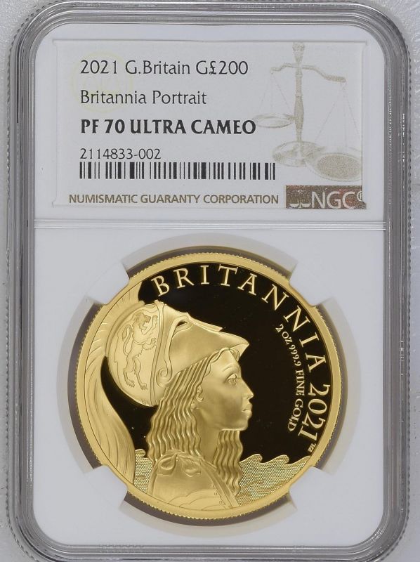 2021 Gold 200 Pounds (2 oz.) Britannia Premium Proof NGC PF 70 ULTRA CAMEO #2114833-002 - Image 3 of 4
