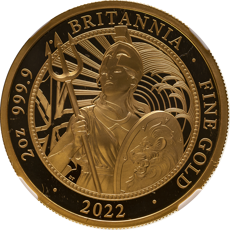 2022 Gold 200 Pounds (2 oz.) Britannia Proof NGC PF 69 ULTRA CAMEO #2127793-001 Box & COA