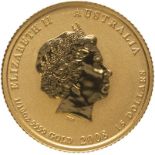 Australia Elizabeth II 2008 Gold 15 Dollars Year of the Mouse (AGW=0.1008 oz.)