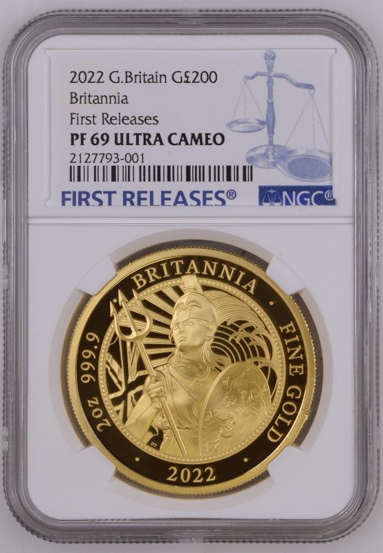 2022 Gold 200 Pounds (2 oz.) Britannia Proof NGC PF 69 ULTRA CAMEO #2127793-001 Box & COA - Image 3 of 4