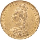 1891 Gold Sovereign Long tail Good very fine, reverse nearly so (AGW=0.2355 oz.)