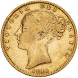 1848 Gold Sovereign Good fine, reverse slightly better. Scarce. (AGW=0.2355 oz.)