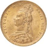 1888 S Gold Sovereign Second Legend About uncirculated and lustrous (AGW=0.2355 oz.)