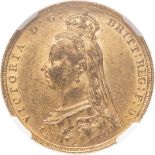 1889 Gold Sovereign Second legend NGC AU 58 #2116741-005 (AGW=0.2355 oz.)