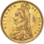 1887 Gold Half-Sovereign Hooked J DISH L503 About extremely fine (AGW=0.1176 oz.)