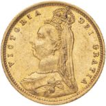 1887 Gold Half-Sovereign Hooked J DISH L503 Good very fine (AGW=0.1176 oz.)