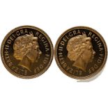 2004 Lot of 2 Gold Sovereigns Various conditions with COA (AGW=0.4711 oz.)