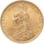 1889 Gold Sovereign Second legend. Virtually extremely fine (AGW=0.2355 oz.)