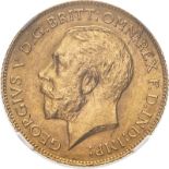 1918 P Gold Half-Sovereign Single Finest NGC MS 63+ #6133257-005 (AGW=0.1176 oz.)