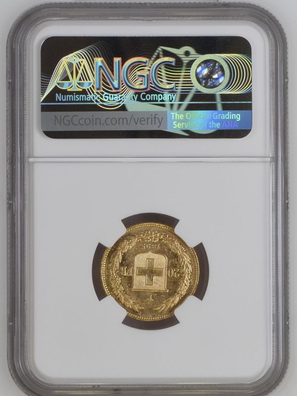 Switzerland 1895 Gold 20 Francs NGC MS 61 #2131168-004 (AGW=0.1867 oz.) - Image 2 of 2