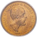 Sweden Oscar II 1874 ST Gold 10 Kronor PCGS MS65 #5498393 (AGW=0.1297 oz.)