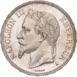France 1867 A Silver 5 Francs Napoleon III About uncirculated.
