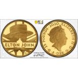 2020 Gold 25 Pounds (1/4 oz.) Music Legends - Elton John Proof PCGS PR70 DCAM #41468937 Box & COA