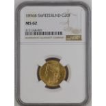 Switzerland 1896 Gold 20 Francs NGC MS 62 #2131168-005 (AGW=0.1867 oz.)