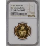 2018 Gold 2 Pounds RAF Centenary - Badge Proof NGC PF 70 ULTRA CAMEO #4978604-005 (AGW=0.4711 oz.)