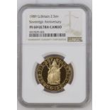 1989 Gold 2 Pounds (Double Sovereign) 500th Anniversary Proof NGC PF 69 ULTRA CAMEO #5927879-003 (AG