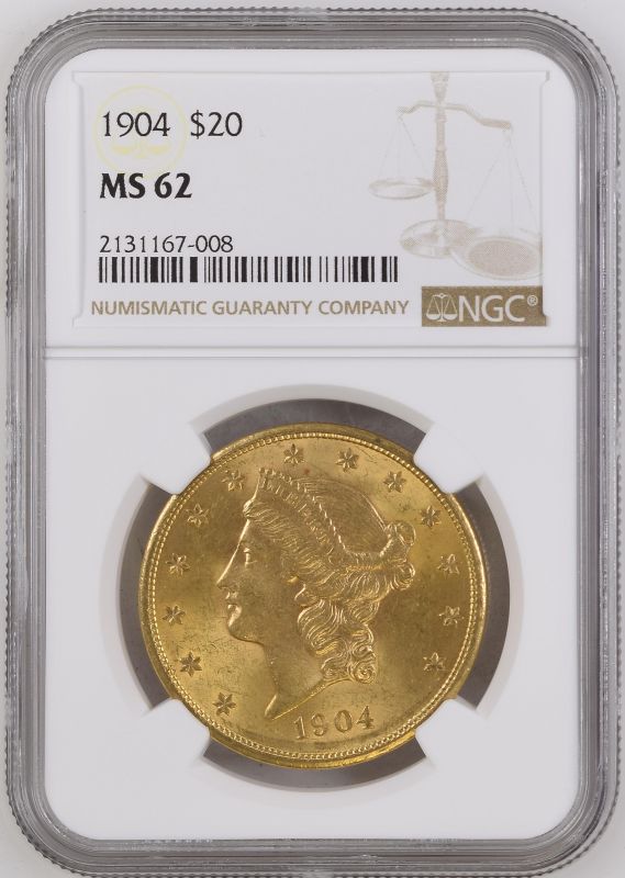 United States 1904 Gold 20 Dollars Liberty Head - Double Eagle NGC MS 62 #2131167-008 (AGW=0.9856 oz