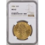 United States 1904 Gold 20 Dollars Liberty Head - Double Eagle NGC MS 62 #2131167-008 (AGW=0.9856 oz