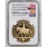 2002 Gold 5 Pounds (Crown) Golden Jubilee Crown Proof NGC PF 70 ULTRA CAMEO #6320768-049 Box & COA (