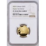 2020 Gold 25 Pounds (1/4 oz.) James Bond, Shaken not Stirred Proof NGC PF 70 ULTRA CAMEO #6055724-02