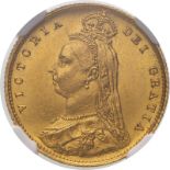 1887 Gold Half-Sovereign Imperfect J DISH L508 NGC MS 63 #2756056-001 (AGW=0.1176 oz.)