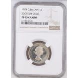 1953 CuproNickel Shilling Scottish Proof NGC PF 65 CAMEO #6319013-010