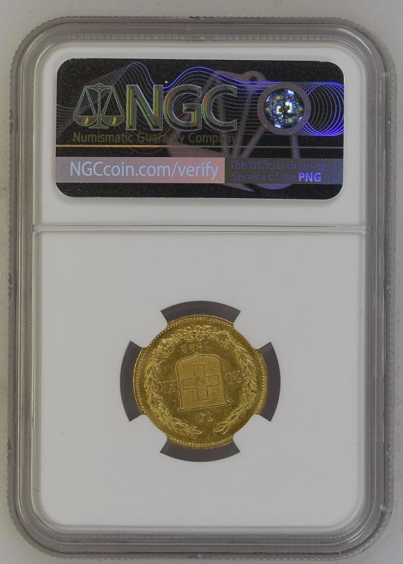 Switzerland 1896 Gold 20 Francs NGC MS 61 #2131168-007 (AGW=0.1867 oz.) - Image 2 of 2