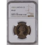 1953 CuproNickel Two Shillings Proof NGC PF 67 #6318471-003