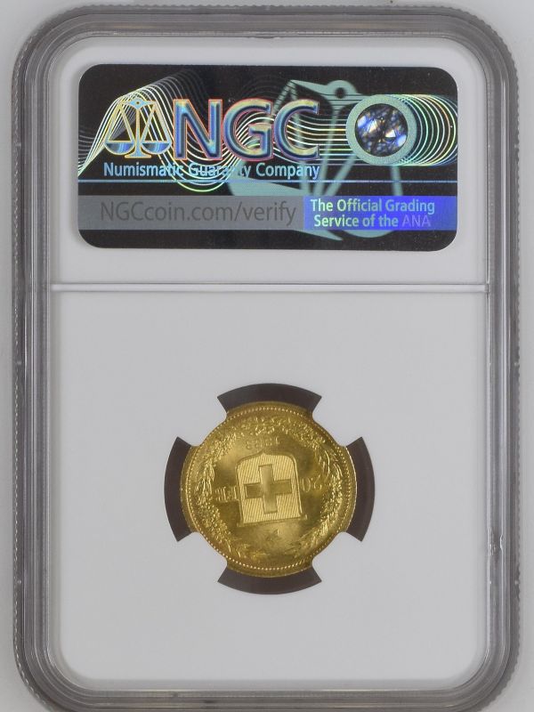 Switzerland 1883 Gold 20 Francs NGC MS 64 #2131168-026 (AGW=0.1867 oz.) - Image 2 of 2