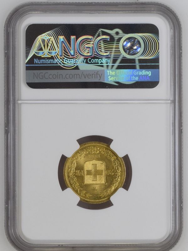 Switzerland 1883 Gold 20 Francs NGC MS 62 #2131168-012 (AGW=0.1867 oz.) - Image 2 of 2