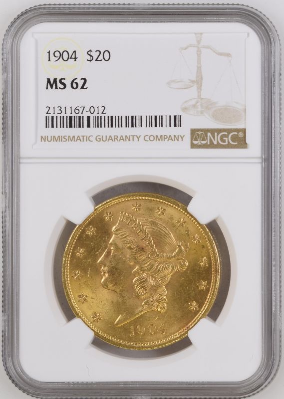 United States 1904 Gold 20 Dollars Liberty Head - Double Eagle NGC MS 62 #2131167-012 (AGW=0.9856 oz