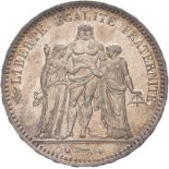 France 1876 A Silver 5 Francs Extremely fine.