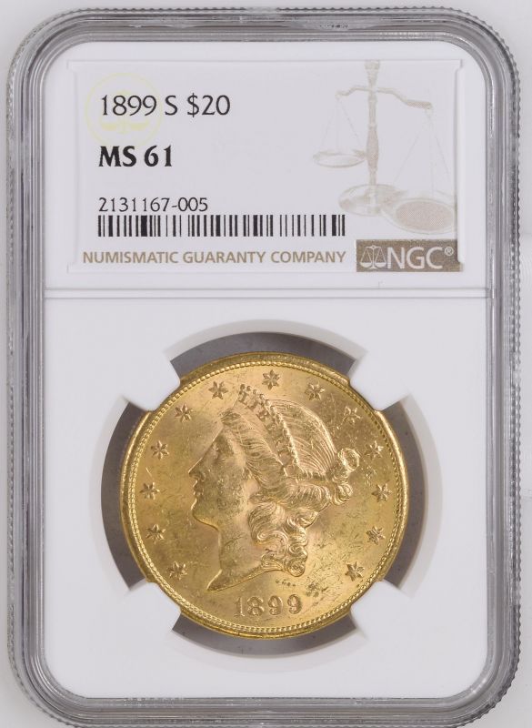 United States 1899 Gold 20 Dollars Liberty Head - Double Eagle NGC MS 61 #2131167-005 (AGW=0.9856 oz