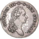 Sweden Gustav III 1787 OL Silver Riksdaler Very fine