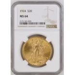 United States 1924 Gold 20 Dollars Saint-Gaudens; Double Eagle NGC MS 64 #2131167-020 (AGW=0.9674 oz