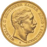 Germany: Prussia Wilhelm II 1906 A Gold 20 Mark Proof About FDC (AGW=0.2305 oz.)